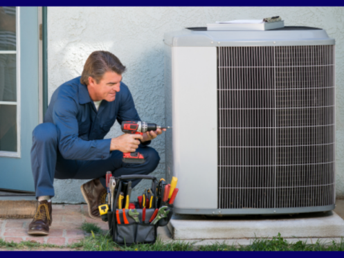 Franklin TN air conditioning repair and maintenance technician inspecting a residential cooling system.